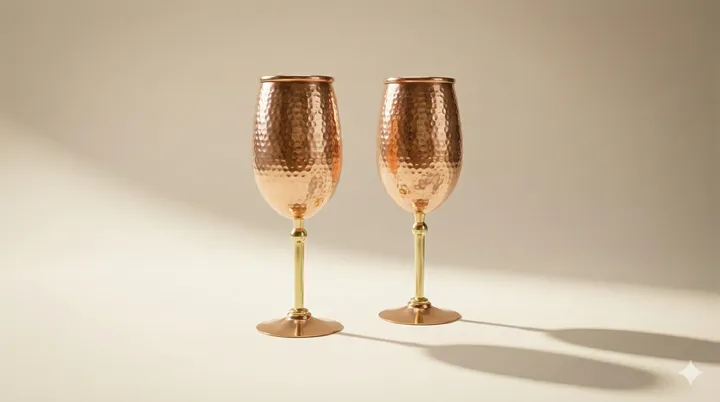 Wine Glass - Copper - Hammered Finish - Viviana London Wine Glass - Copper - Hammered Finish - handcrafted Copper bestseller from the Viviana London artisan collection